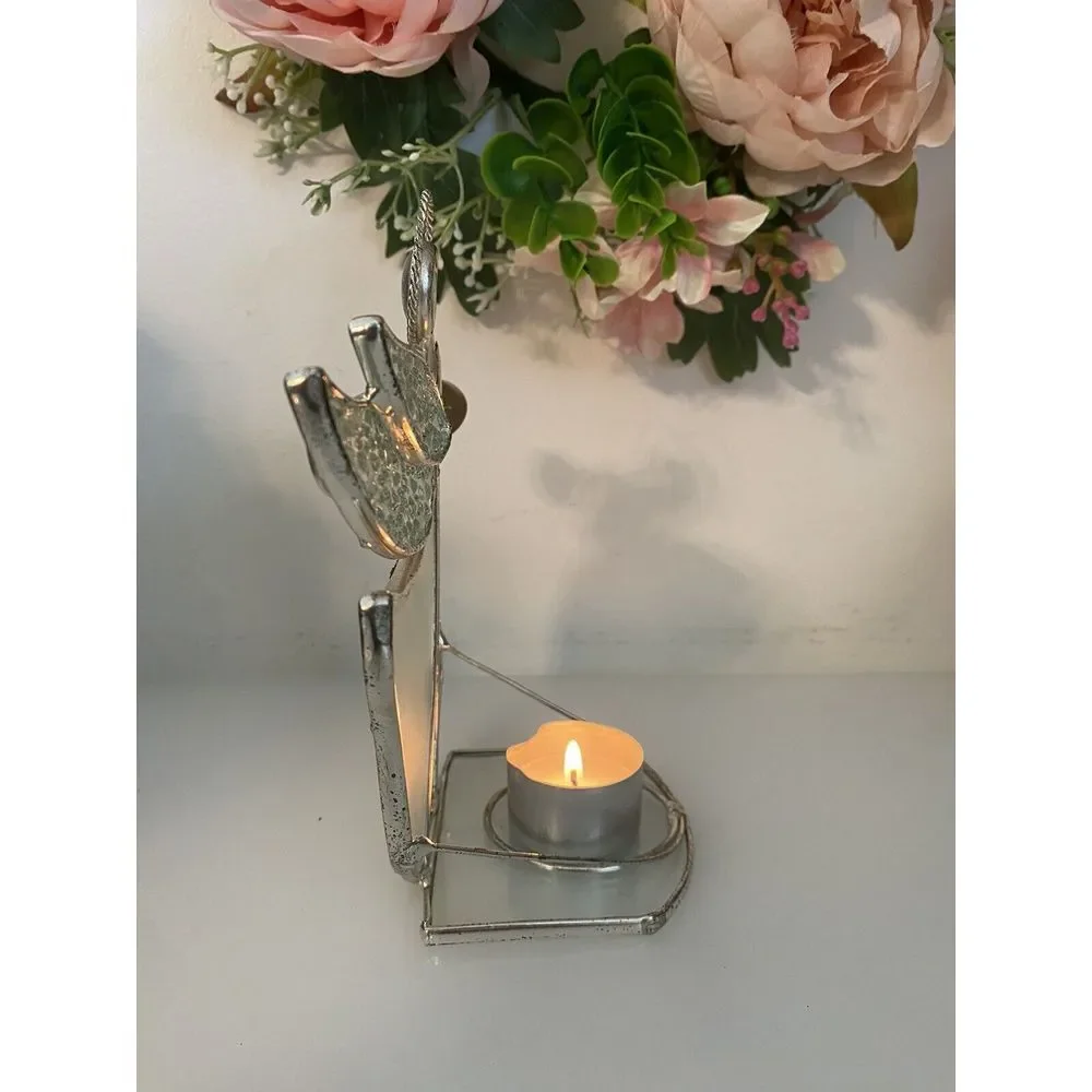 Angel & Trumpet Votive Glass Silver Plated Candle Holder International Silver Co